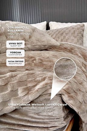 ست لحاف و روکش لحاف و روکش بالش سایز بزرگ سفید کش دار Evlen Home Collection - کد 917839550