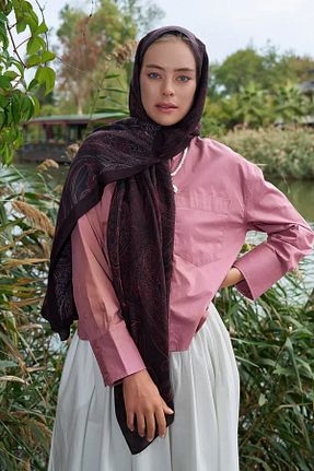 شال زرشکی زنانه ویسکون ED Scarf - کد 872472002