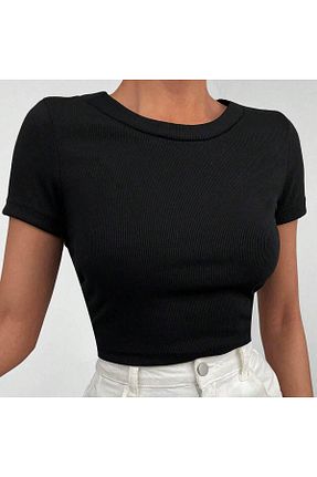 تیشرت مشکی زنانه کروپ فیت Trendingsize - کد 921078656