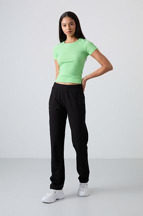 شلوار کرمگن مشکی زنانه اسلیم فیت TOMMY LIFE - کد 3963436