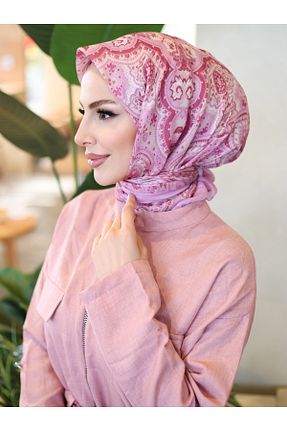 روسری صورتی پنبه پلی استر efdal şal eşarp - کد 921087631