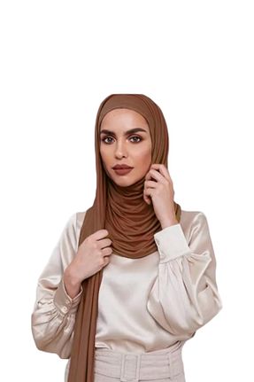شال قهوه ای زنانه پنبه ای ardün hijab - کد 921100891