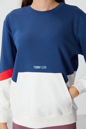 سوئیشرت سرمه ای زنانه بافت دار TOMMY LIFE - کد 863345479