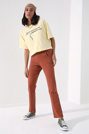 شلوار کرمگن قهوه ای زنانه اسلیم فیت TOMMY LIFE - کد 95862574