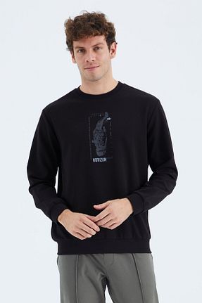 سوئیشرت مشکی مردانه چاپی TOMMY LIFE - کد 762685495