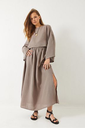 ست بالاتنه و پائین تنه قهوه ای زنانه بافتنی Bianco Lucci - کد 921138489