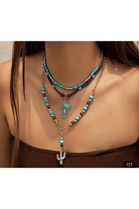 گردنبند جواهر رنگی زنانه فلزی Miracle - کد 921139071