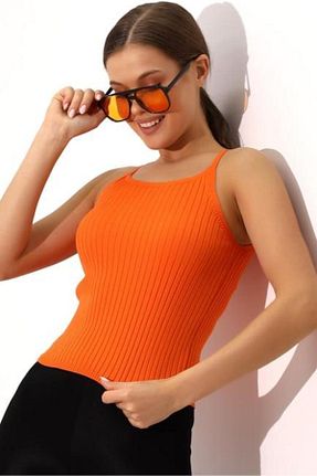 بلوز نارنجی زنانه اسلیم فیت Irmak Kerekli - کد 726071758