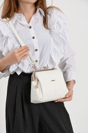 کیف دوشی سفید زنانه چرم مصنوعی Nas Bag - کد 917575519