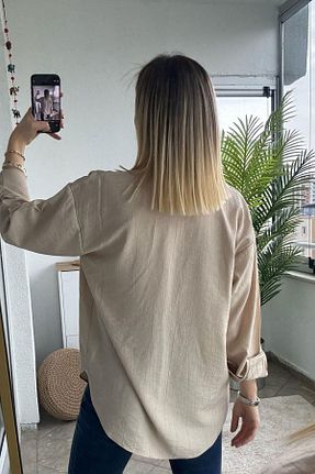 پیراهن بژ زنانه یقه ایستاده KUBOS MODA - کد 921149406