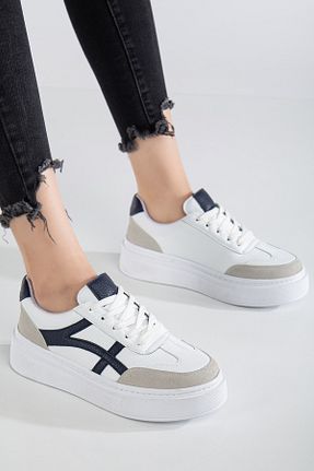 کفش اسنیکر سفید زنانه بند دار MY GROSS SHOES - کد 921165538