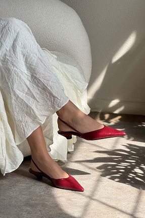 بابت زرشکی زنانه چرم مصنوعی NİŞANTAŞI SHOES - کد 920759435