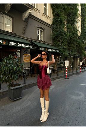لباس زرشکی زنانه بافتنی NEW JOURNAL - کد 921151316