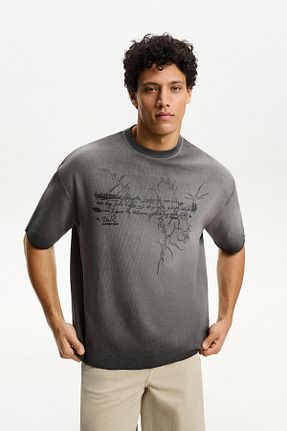 تیشرت طوسی مردانه Relaxed Bershka - کد 921176433