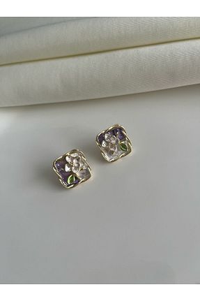 گوشواره جواهر بنفش روکش طلا Nilsu Jewellery Accessory - کد 921180463