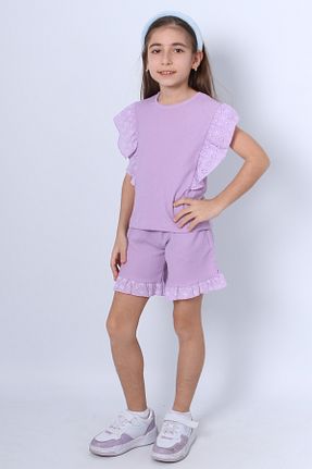 ست بالاتنه و پائین تنه بنفش بچه گانه بافتنی HÇM - کد 922022364