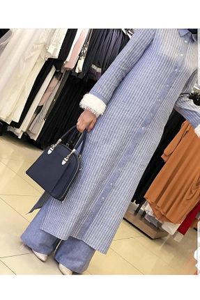 تونیک حجاب آبی زنانه پنبه ای Tesettürce moda - کد 922022417