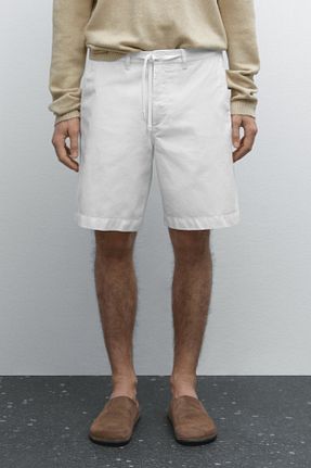 شلوارک و برمودا سفید مردانه Straight Massimo Dutti - کد 905103090