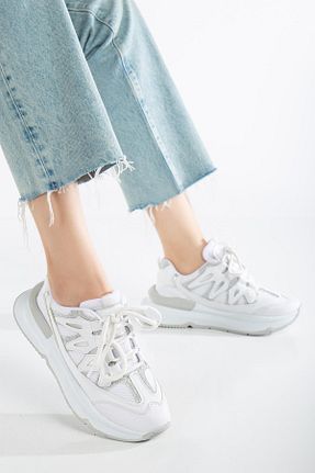 کفش اسنیکر سفید زنانه بند دار SUİNS SHOES - کد 921187170