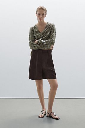 شلوارک و برمودا قهوه ای زنانه رگولار Massimo Dutti - کد 906432730