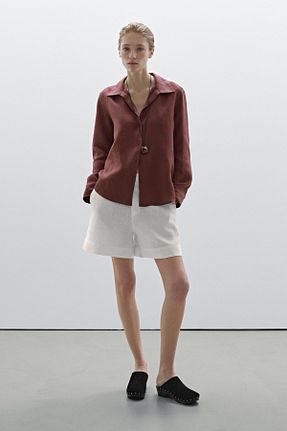 پیراهن زرشکی زنانه رگولار Massimo Dutti - کد 906438132