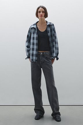 شلوار جین طوسی زنانه پاچه گشاد Massimo Dutti - کد 902804912