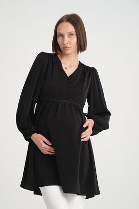 تونیک بارداری مشکی زنانه بافتنی KATLİN MATERNİTY WEAR - کد 824476824
