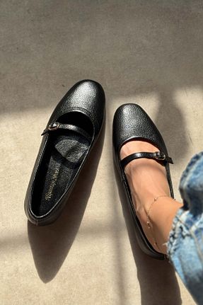 بابت مشکی زنانه چرم خالص NİŞANTAŞI SHOES - کد 920765164