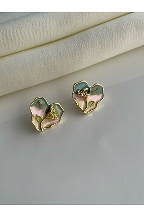 گوشواره جواهر رنگی روکش طلا Nilsu Jewellery Accessory - کد 921209568