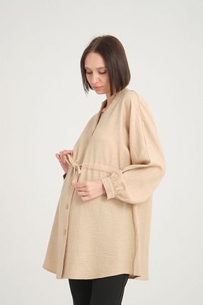 پیراهن بارداری بژ زنانه اورسایز KATLİN MATERNİTY WEAR - کد 810630665