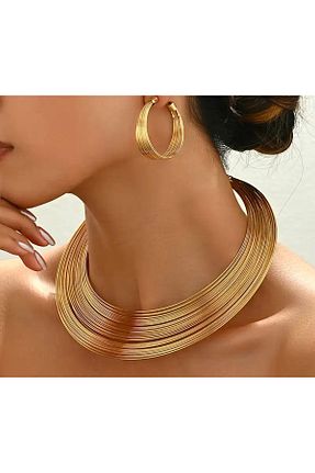 گردنبند استیل ( فولاد ) طلائی استیل (فولاد) NISHPOINT - کد 921220094