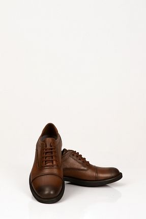 کفش کلاسیک قهوه ای مردانه چرم خالص SVMSHOES - کد 921228957