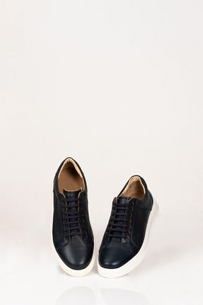 کفش اسنیکر سرمه ای مردانه چرم اصل SVMSHOES - کد 897347293