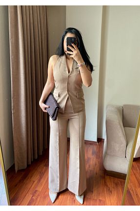 ست بالاتنه و پائین تنه بژ زنانه بافتنی MODA - کد 921245302