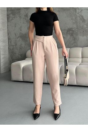 شلوار بژ زنانه پارچه FERZOLAİO - کد 924276590