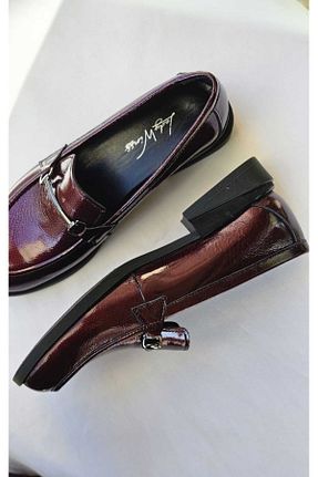 کفش لوفر زرشکی زنانه چرم خالص Bi-Bende - کد 922072289