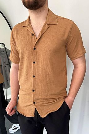 پیراهن قهوه ای مردانه اسلیم فیت VİP LOKAL - کد 825678531