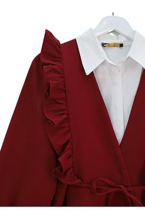 ست بالاتنه و پائین تنه زرشکی زنانه بافتنی Modamorfo - کد 921254007