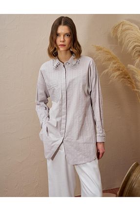 تونیک حجاب طوسی پنبه ای Kayra - کد 921254965