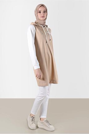 تونیک حجاب بژ زنانه مخلوط پلی استر Alvina - کد 833409063
