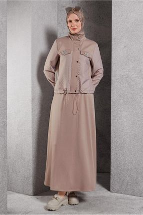 ست گرمکن حجاب قهوه ای زنانه رگولار Alvina - کد 881627817