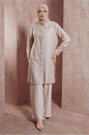 تونیک حجاب بژ زنانه مخلوط ویسکون Alvina - کد 828858533