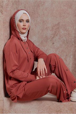 ست گرمکن حجاب نارنجی زنانه رگولار Alvina - کد 824849539