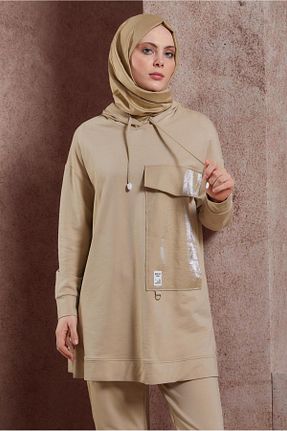 ست بالاتنه و پائین تنه حجاب بژ زنانه رگولار Alvina - کد 823174045