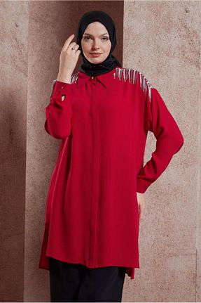 تونیک حجاب قرمز زنانه پلی استر Alvina - کد 825429531