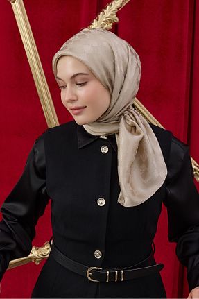 شال قهوه ای زنانه ابریشم Şalland - کد 921297948