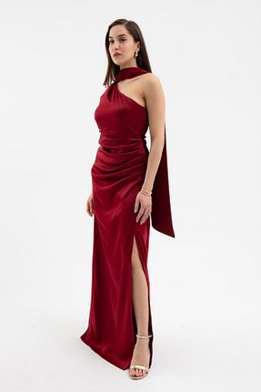 لباس مجلسی و فارغ التحصیلی زرشکی زنانه ساتن Lafaba - کد 921293238