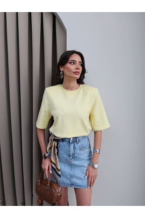 تیشرت زرد زنانه رگولار ESRAHELVACI - کد 921310173