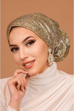 کلاه شنای حجاب طلائی زنانه Aişe Tesettür - کد 921303238