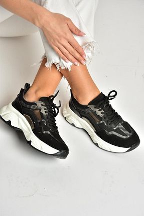 کفش اسنیکر مشکی زنانه بند دار Fox Shoes - کد 921308854